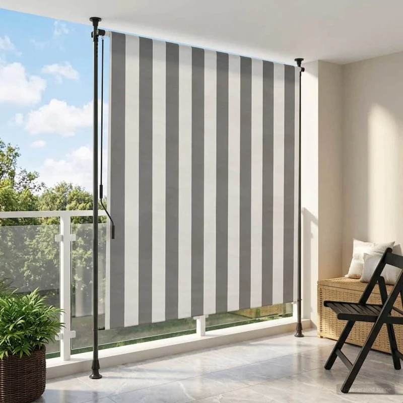 vidaXL Udendørs Rullegardin 200 x 270 cm Anthracit/Hvid