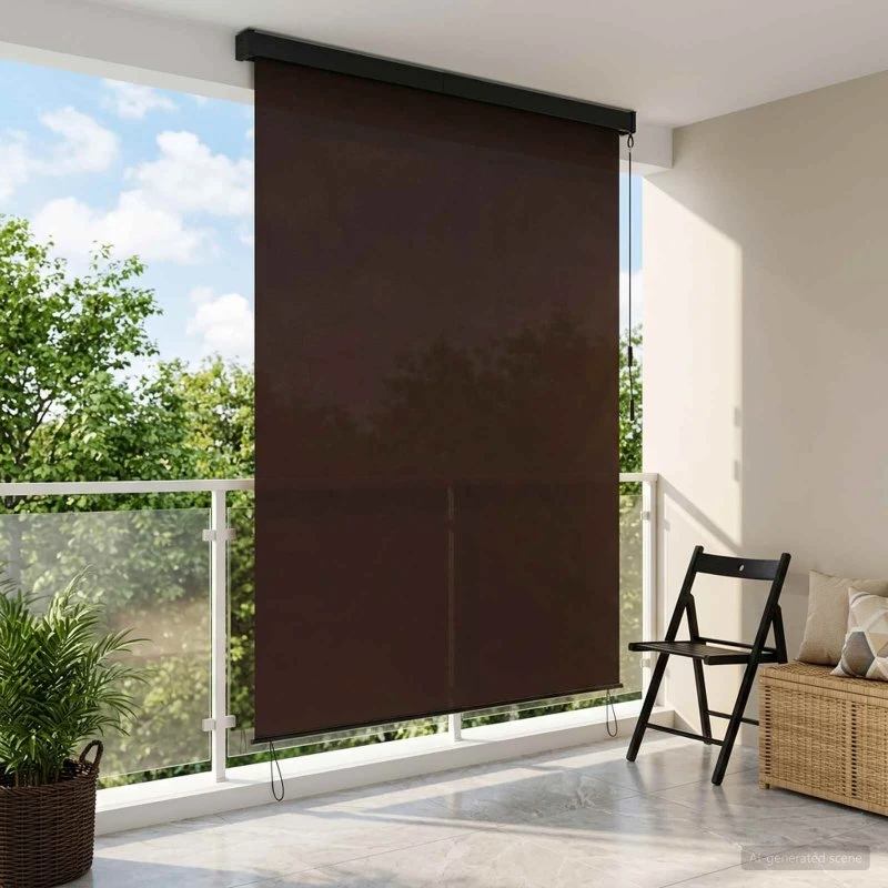 vidaXL Rullegardin Brun 140 x 250 cm Stof og Aluminium