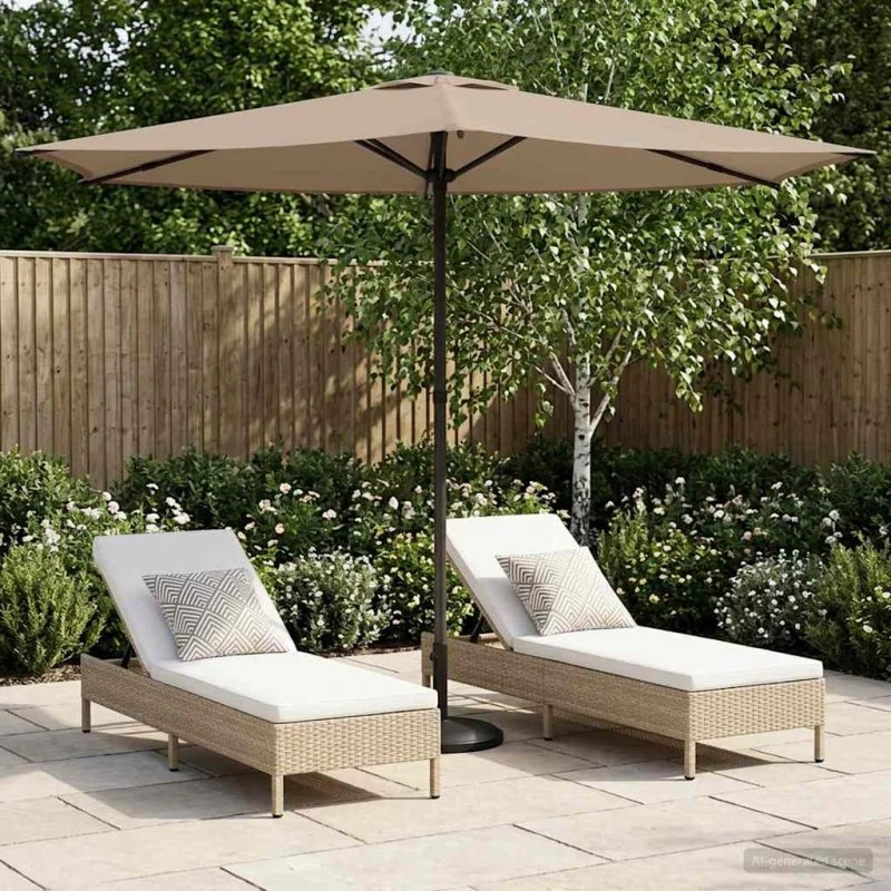 vidaXL Havesol 270x270 cm Gråbrun Rektangulær Parasol