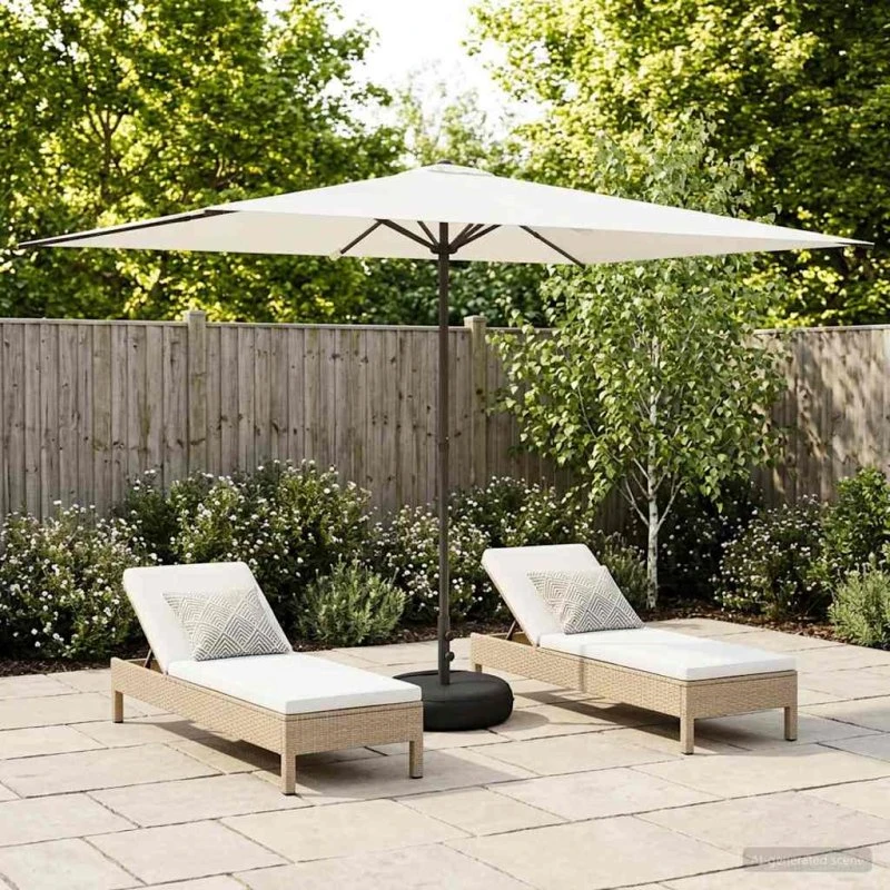 vidaXL Haveparasol 200x300 cm Creme Rektangulær med Base