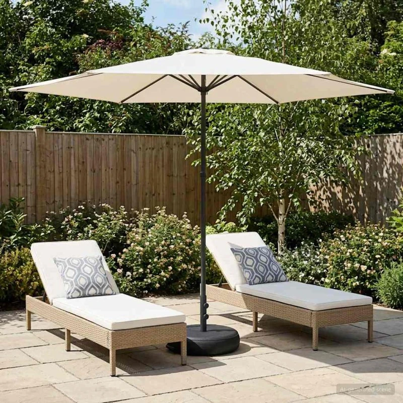 vidaXL Rektangulær Haveparasol 300x300 cm Creme med Base