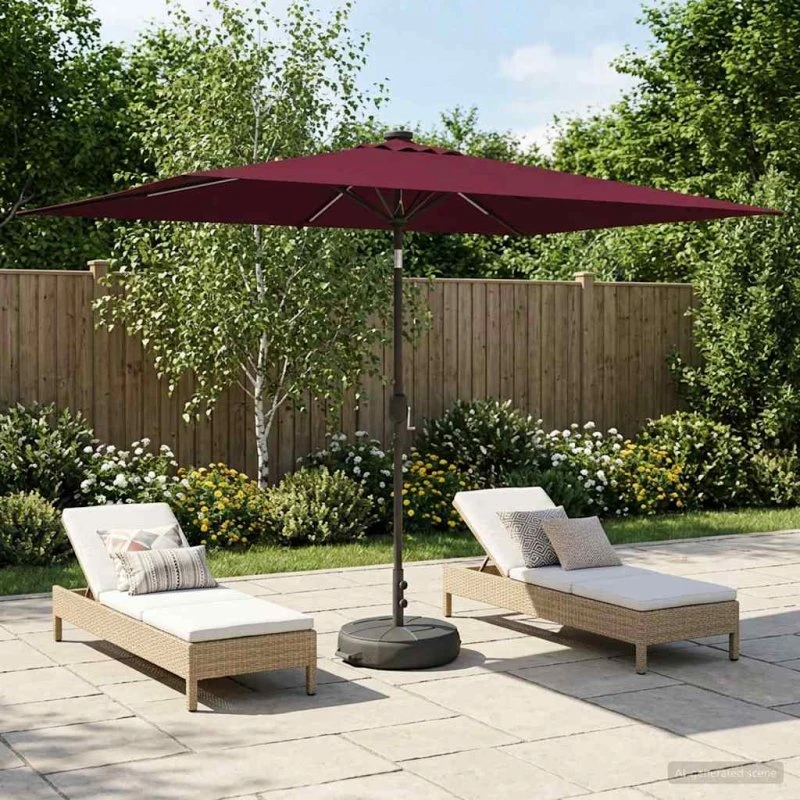vidaXL Haveparasol med LED-lys og fod 200 x 300 cm, bordeaux