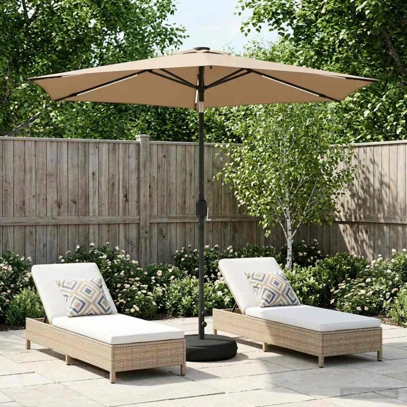 vidaXL Haveparasol med LED-lys og fod 2,7 x 2,7 m Gråbrun