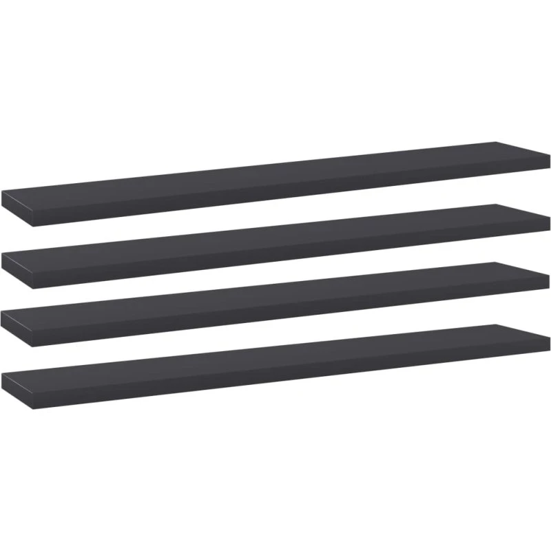 vidaXL boghylder 4 stk. 60x10x1,5 cm grå konstrueret træ