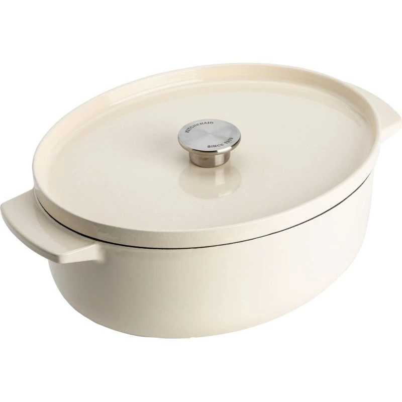 KitchenAid Støbejernsgryde Oval 30 cm, 5,6 L, Almond Cream