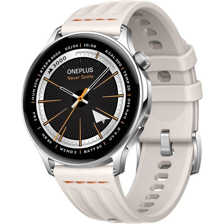 OnePlus Watch Lite 45 mm Sølv med Hvid Rem