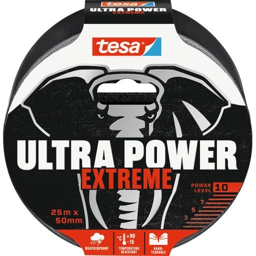tesa Ultra Power Extreme Reparationstape, 50 mm x 25 m, sort