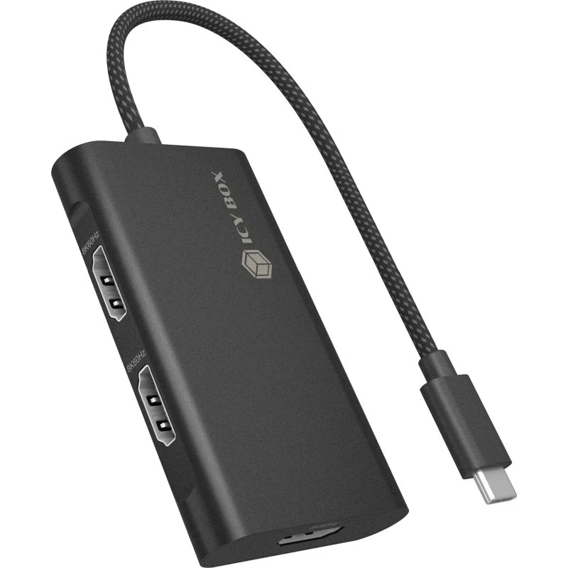 ICY BOX USB-C til 3x HDMI adapter, 20 cm, 8K60 Hz