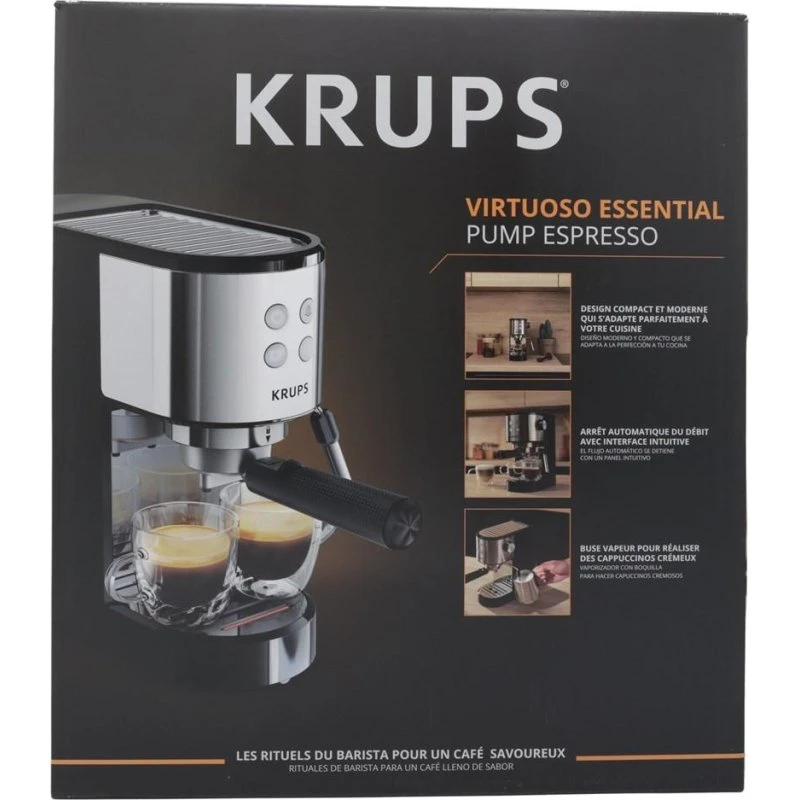 Krups Virtuoso Essential XP441810 Espressomaskine, rustfrit stål, 15 bar