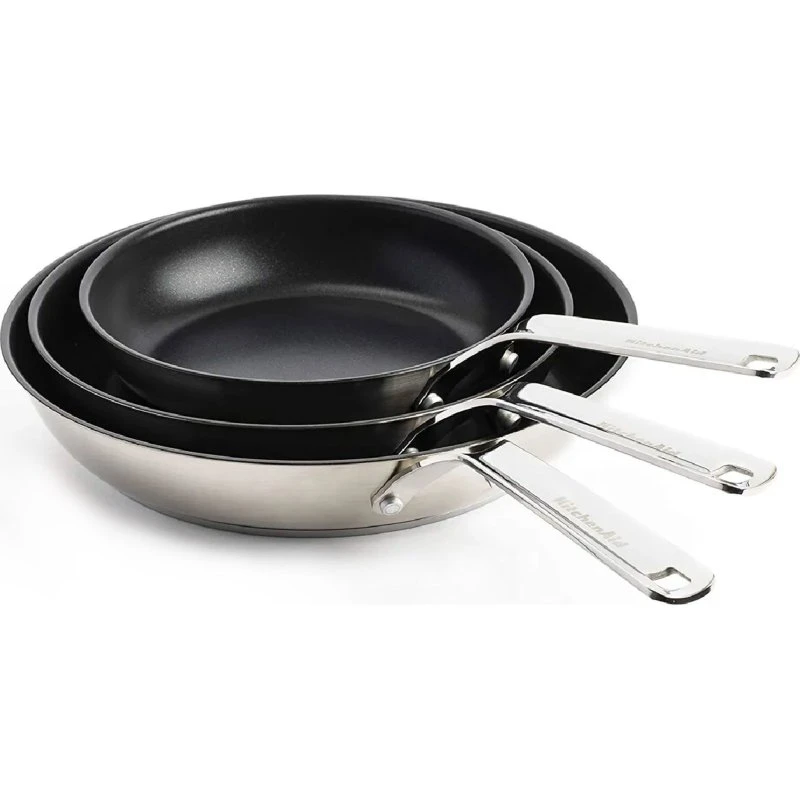 KitchenAid Sæt med stegepander 20/24/28 cm, rustfrit stål, non-stick
