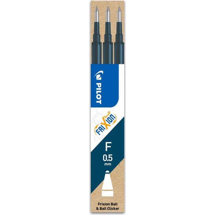 Pilot Frixion Blåsort 0,5 mm Refill 3-stk
