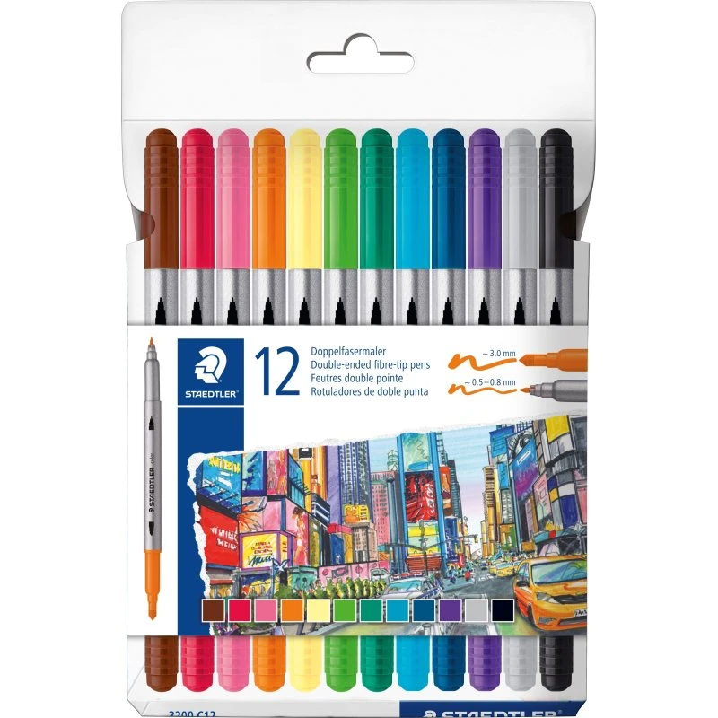 Staedtler 3200 Duo-Tusser 12 farver
