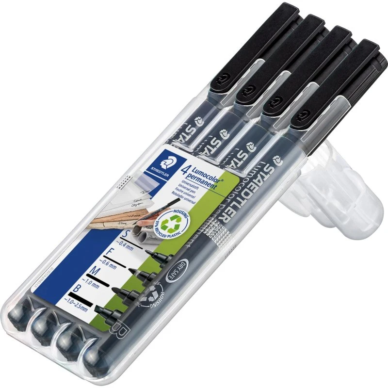 Staedtler Lumocolor Permanent Marker 4 Tykkelser Sort