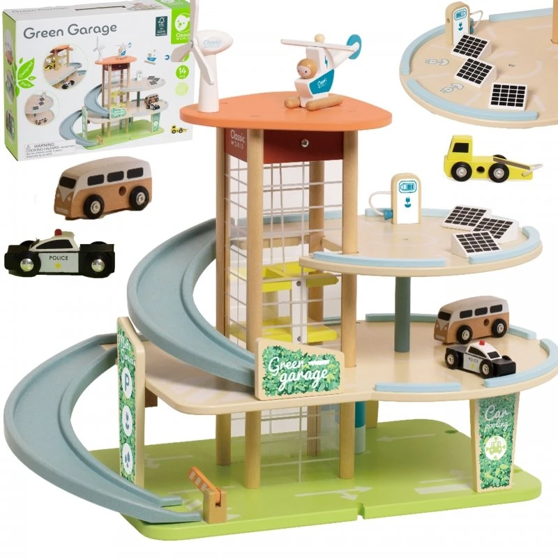 Classic World Trægarage med Elevator og Tilbehør – 3 Etager, 19 dele
