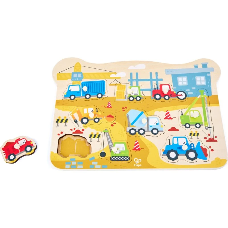 Hape Byggeplads Knoppuslespil – 10 dele, træ, 18 måneder+
