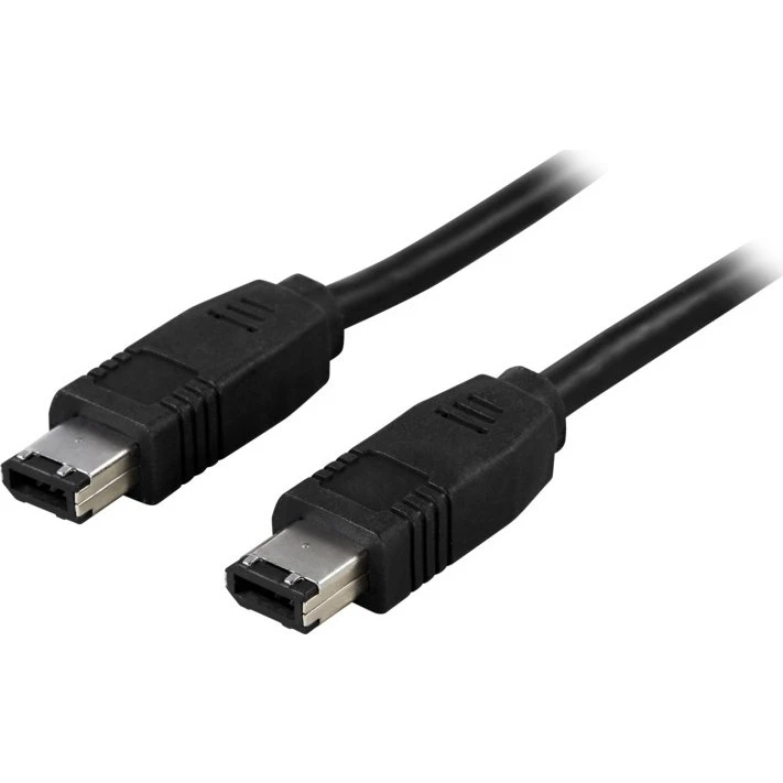 DELTACO Firewirekabel 6-pin, 2m, sort