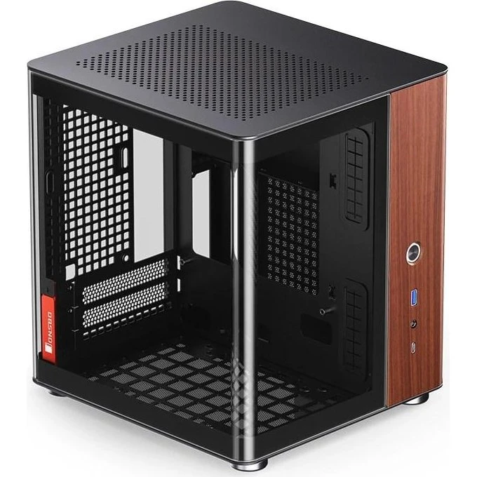 Jonsbo TK-0 MiniTower ITX PC-kabinet, sort/træ