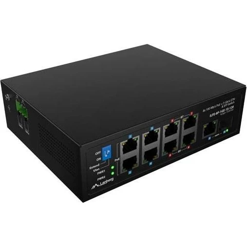 Lanberg ILFE-8P-1GE-1S-120 PoE-switch 8x 10/100, 1x 10/100/1000, 1x SFP, 120W