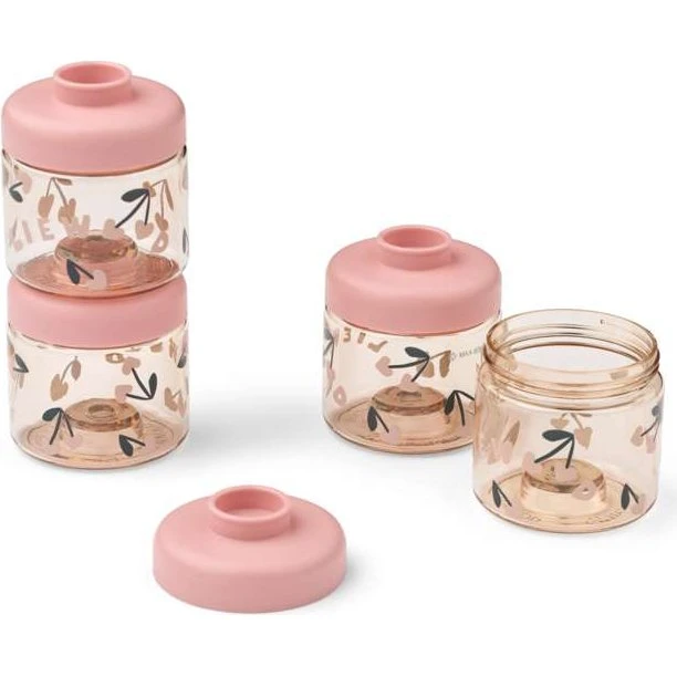 Liewood Dominique Små Madbokse 100 ml 4-pak Cherry Heart/Rosey