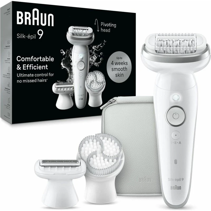 Braun Silk-épil 9 9-061 Epilator, 40 Pincetter, Sølv/Hvid