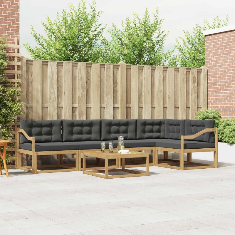 vidaXL Udendørs Sofagruppe 6 dels Hvid/Antracit Akacietræ 79x79x37 cm