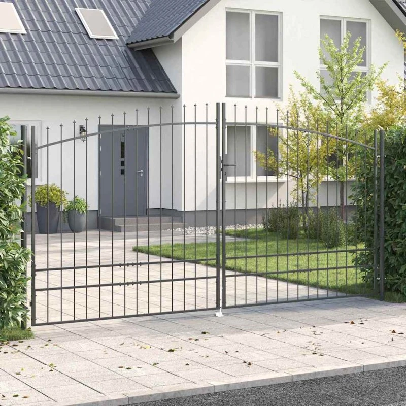 vidaXL Dobbelt Port Woerden Grå 400 x 249,5 cm Stål med Lås
