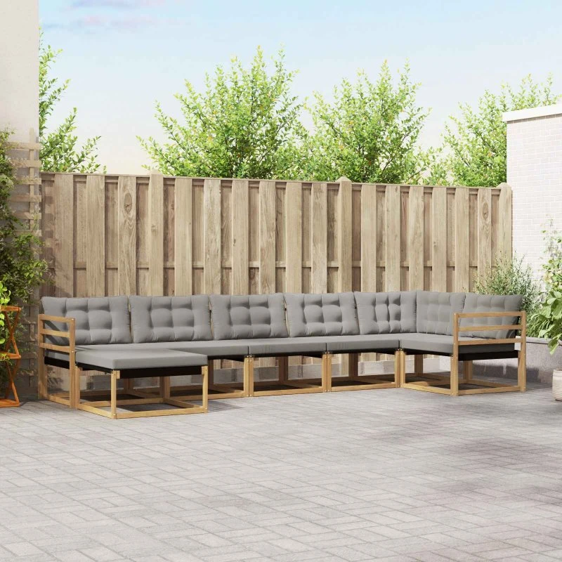 vidaXL Udendørs Sofagruppe 7 pc Hvid/Lysegrå 404 x 166,5 x 73 cm