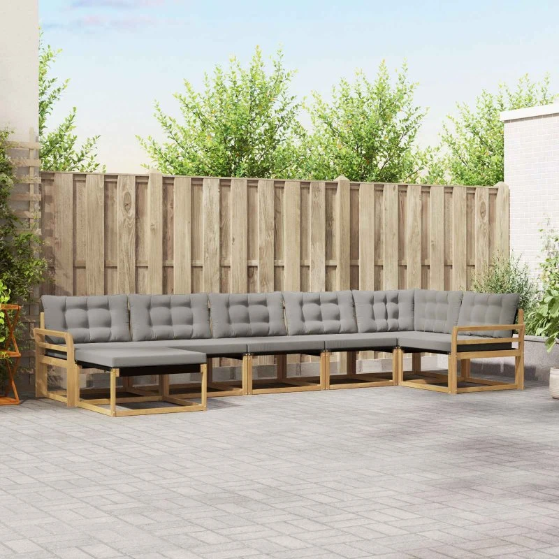 vidaXL Udendørs Sofagruppe 7-pers. Hvid/Lysegrå 408 x 170,5 x 73 cm