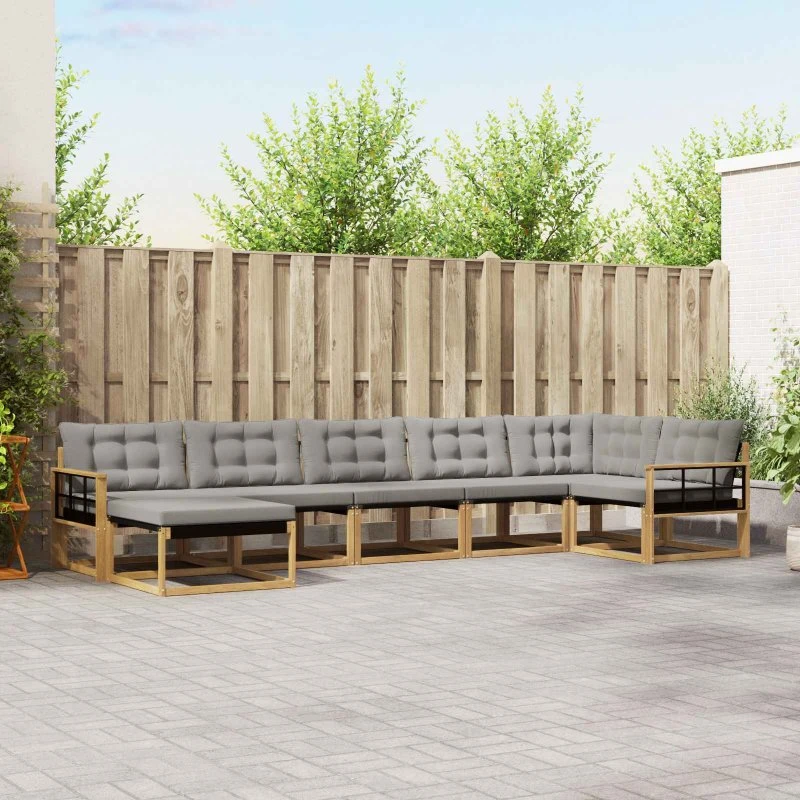 vidaXL Udendørs Sofagruppe 7-pers. Hvid/Lysegrå 406 x 168,5 x 73 cm