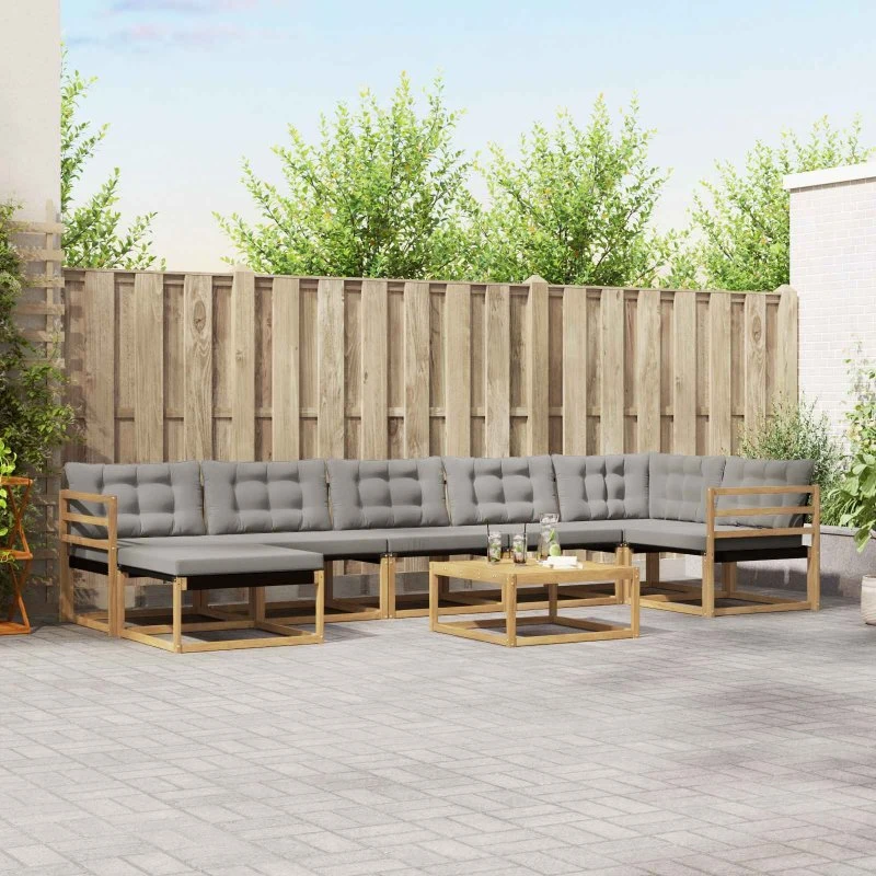 vidaXL Udendørs Sofagruppe 8 pc Hvid/Lysegrå Akacietræ