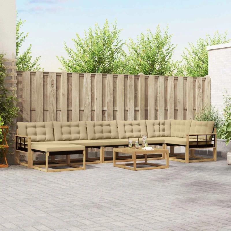 vidaXL Udendørs Sofagruppe 8 dels Hvid/Beige Akacietræ