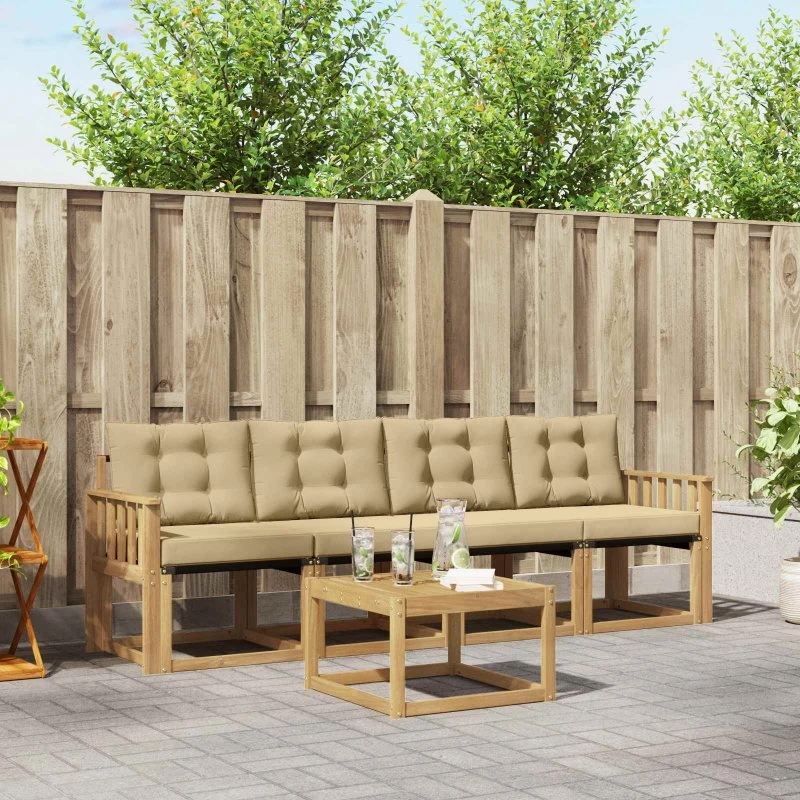 vidaXL Udendørs Sofagruppe 5 pcs Hvid/Beige