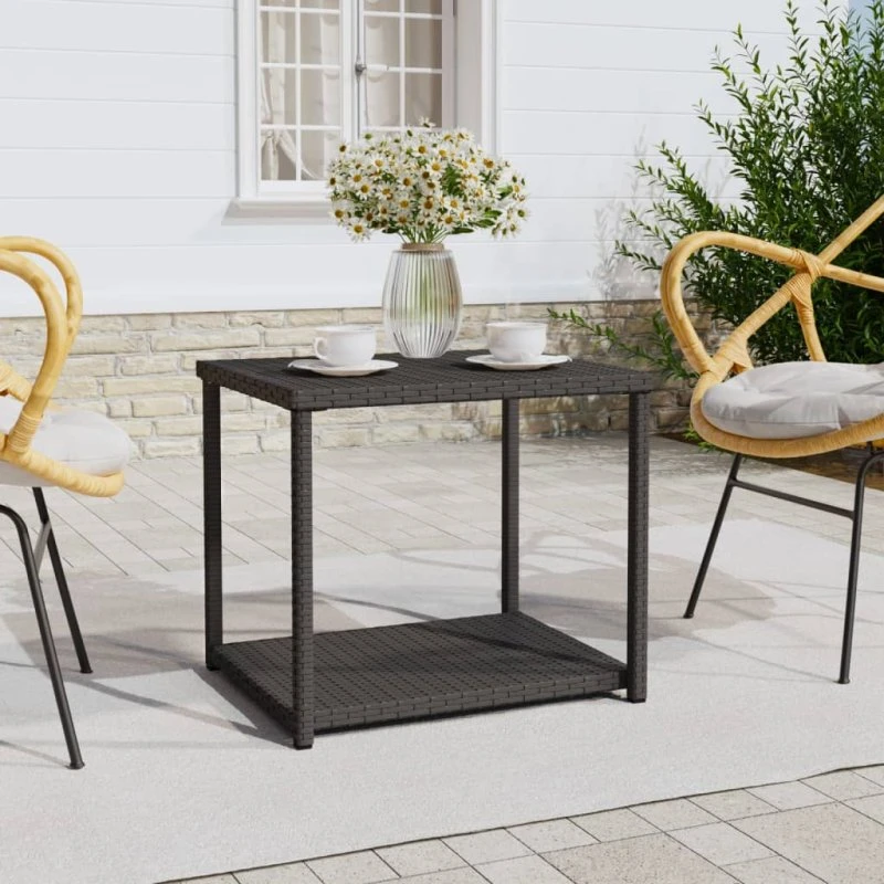 vidaXL Sidebord 55x45x49 cm Polyrattan Sort