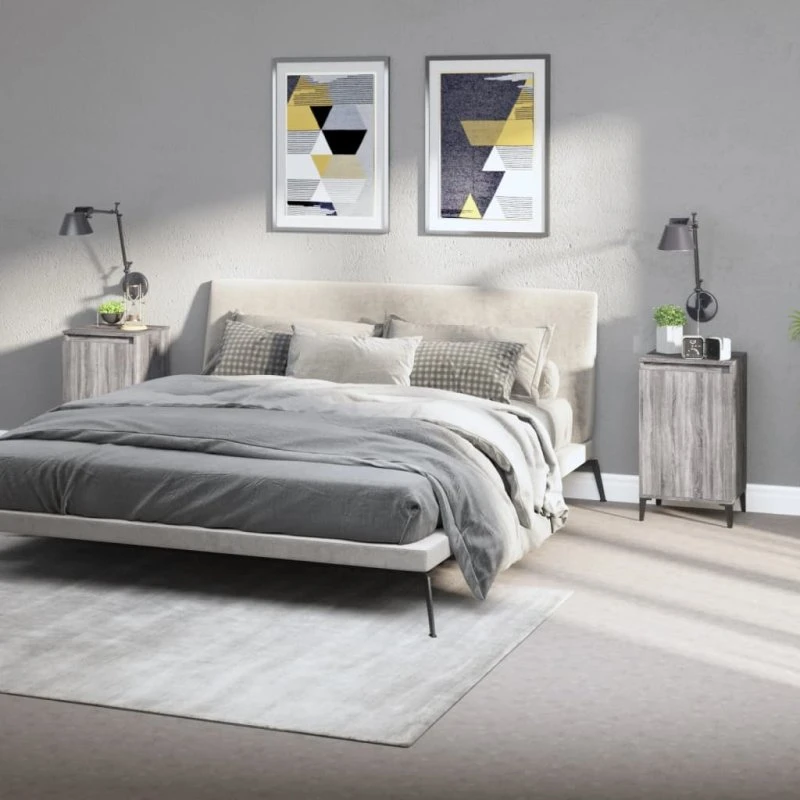 vidaXL Sengeborde 2 stk. 40x35x70 cm grå sonoma-eg konstrueret træ