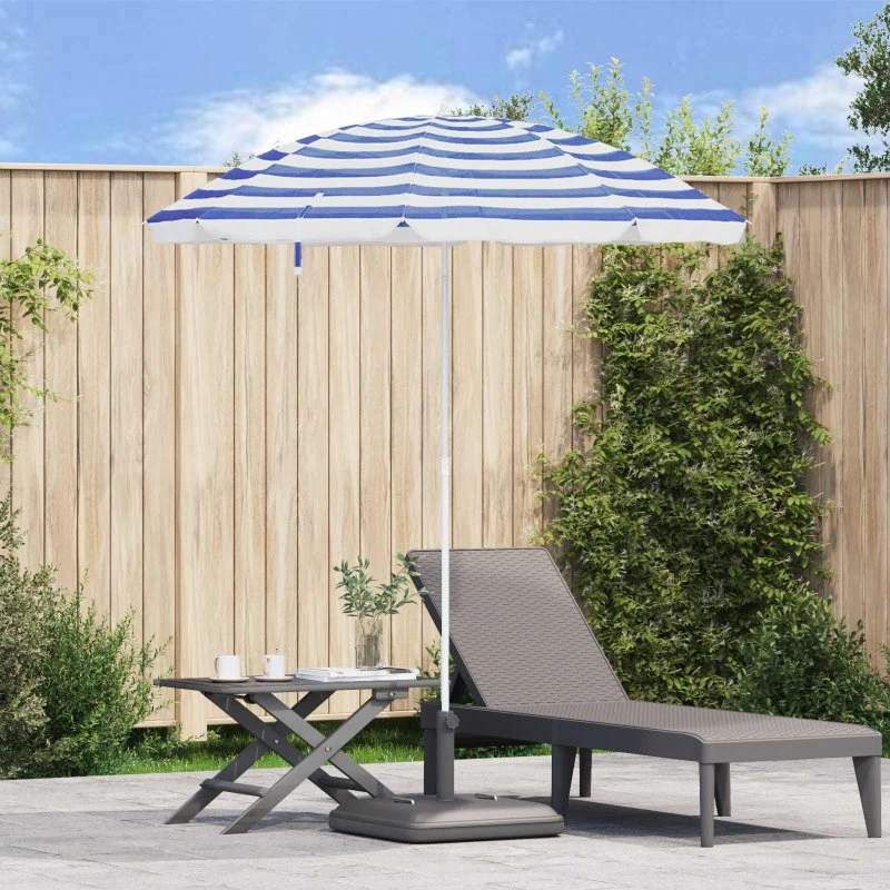 vidaXL Havesol 240 cm Blå/Hvid 170T Polyester