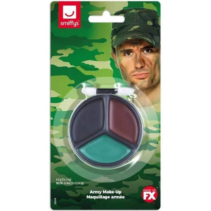 Army Ansigtsmaling Kit – Camouflage 3-4 farver med applikator