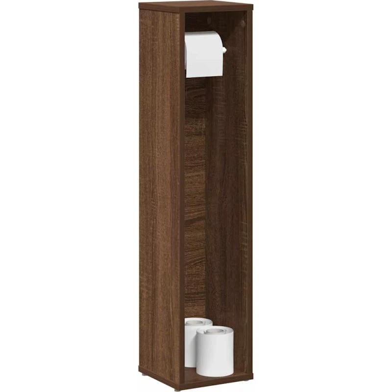 vidaXL badeværelsesskab med rulleholder brun eg 20,5x20x90 cm