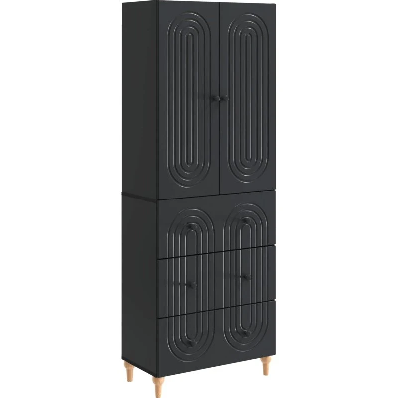 vidaXL Skab Sæt 2 dele 66 x 34,5 x 90 cm, sort, konstrueret træ