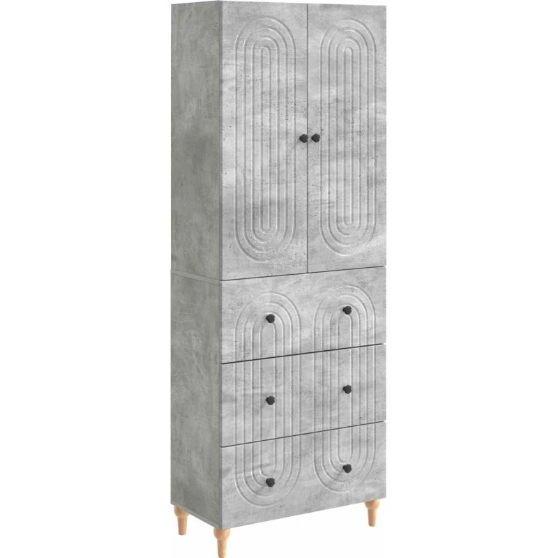 vidaXL Skab Sæt 2 dele 66 x 34,5 x 90 cm betongrå konstrueret træ