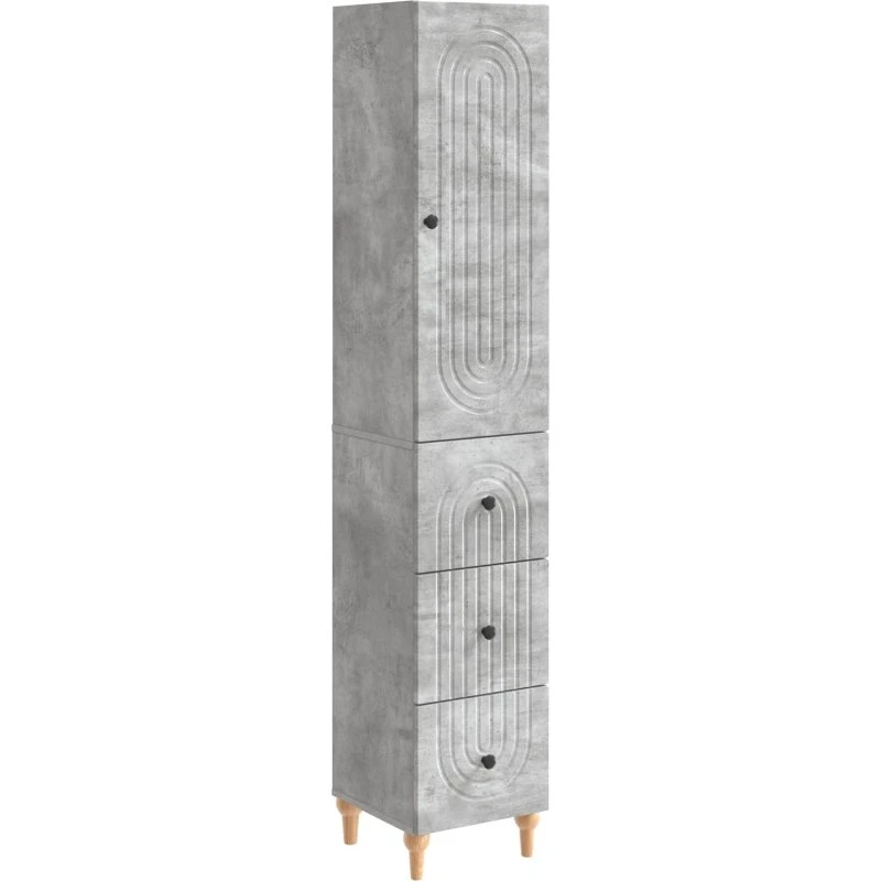 vidaXL Skab Sæt 2 pcs 33 x 34,5 x 90 cm Betongrå Konstrueret Træ