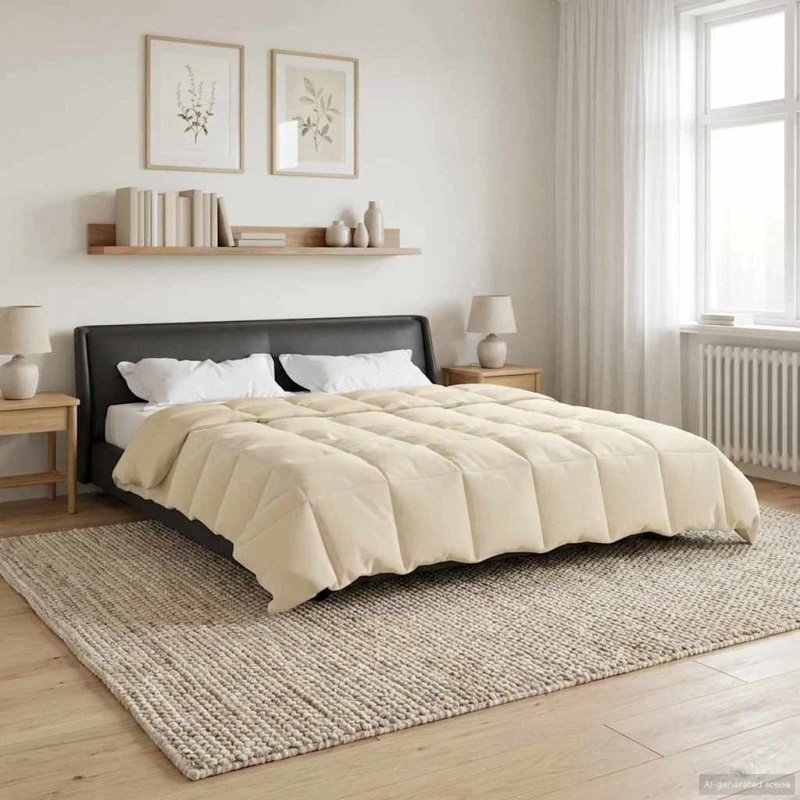 vidaXL Helårs Dyne Quilting Creme 200 x 240 cm Mikrofiber