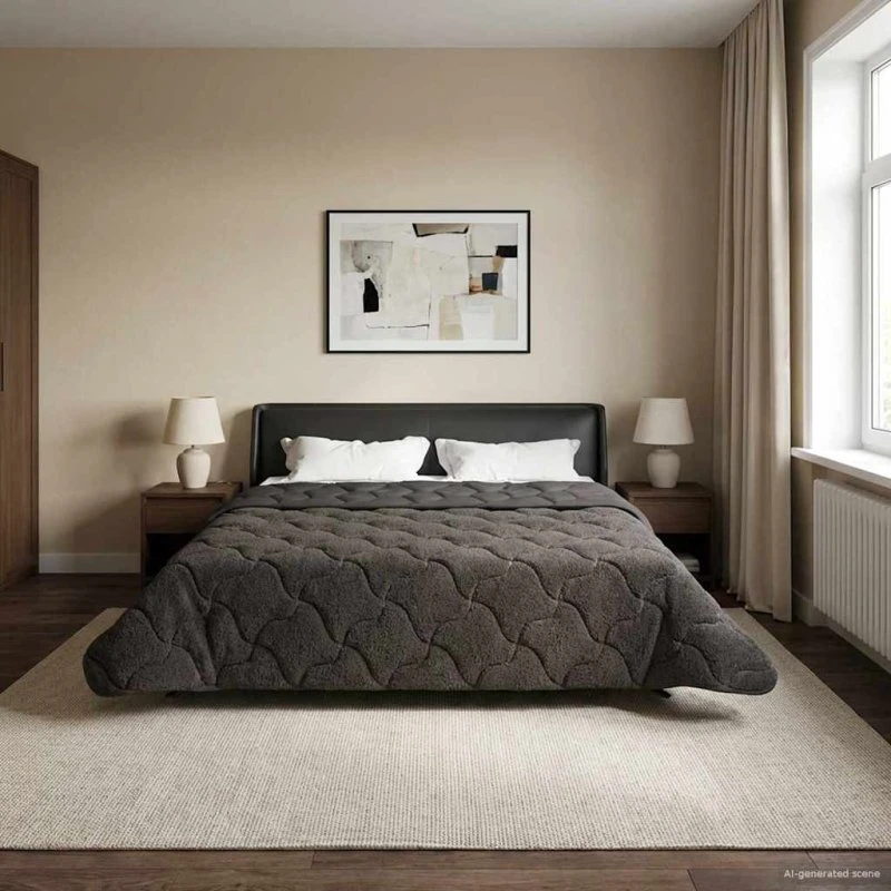 vidaXL Vinterdyne Antracit 220x240 cm Mikrofiber & Teddy Fleece