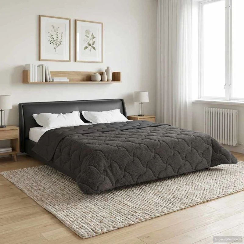 vidaXL Vinterdyne Antracit 220 x 260 cm Mikrofiber & Teddy Fleece