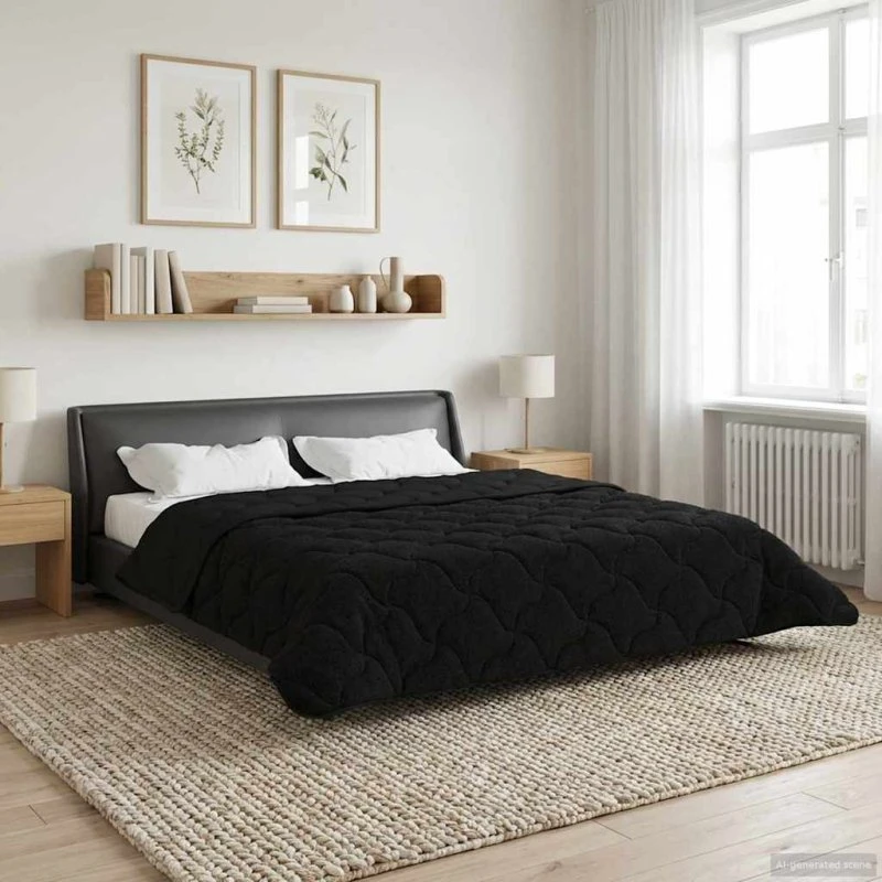 vidaXL Vinterdyne Sort 220 x 260 cm Mikrofiber & Teddy Fleece