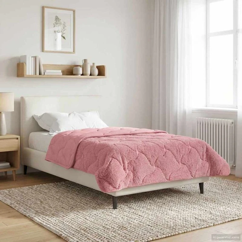 vidaXL Vinterdyne Lyserød 135 x 200 cm Mikrofiber & Teddy Fleece