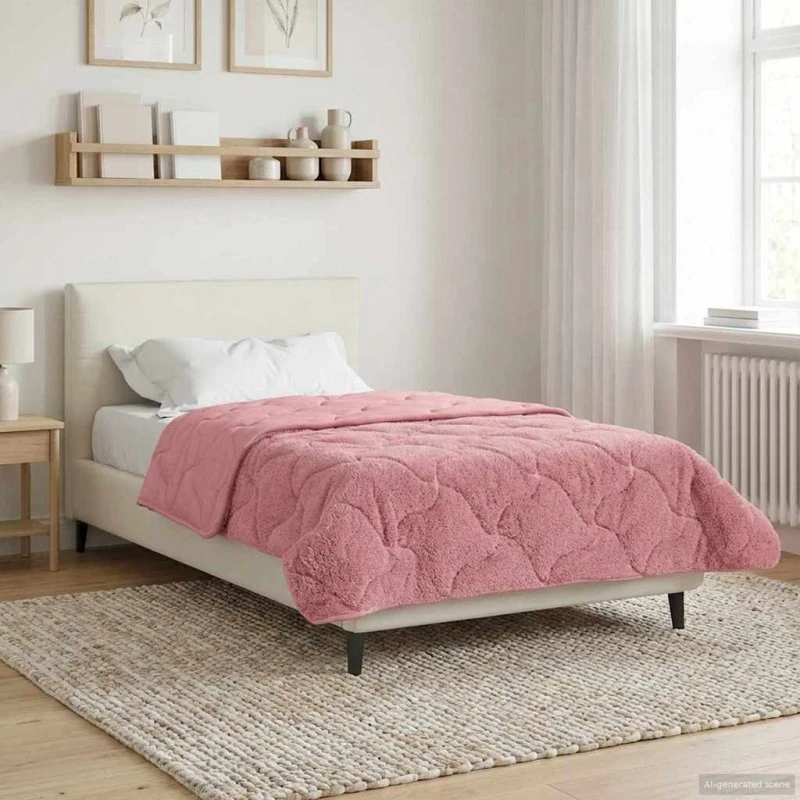 vidaXL Vinterdyne Lyserød 135 x 200 cm Mikrofiber & Teddy Fleece