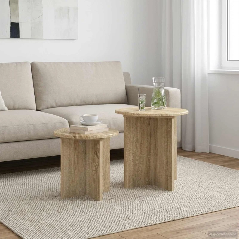 vidaXL Sidebordssæt 2 pcs Sonoma-eg Konstrueret Træ