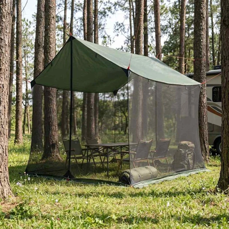 vidaXL Camping tarp med meshvægge, Army Grøn 270 x 210 x 210 cm