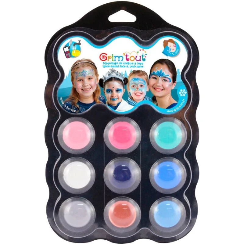 Grim Tout Snow Queen ansigtsmaling palet, 9 farver