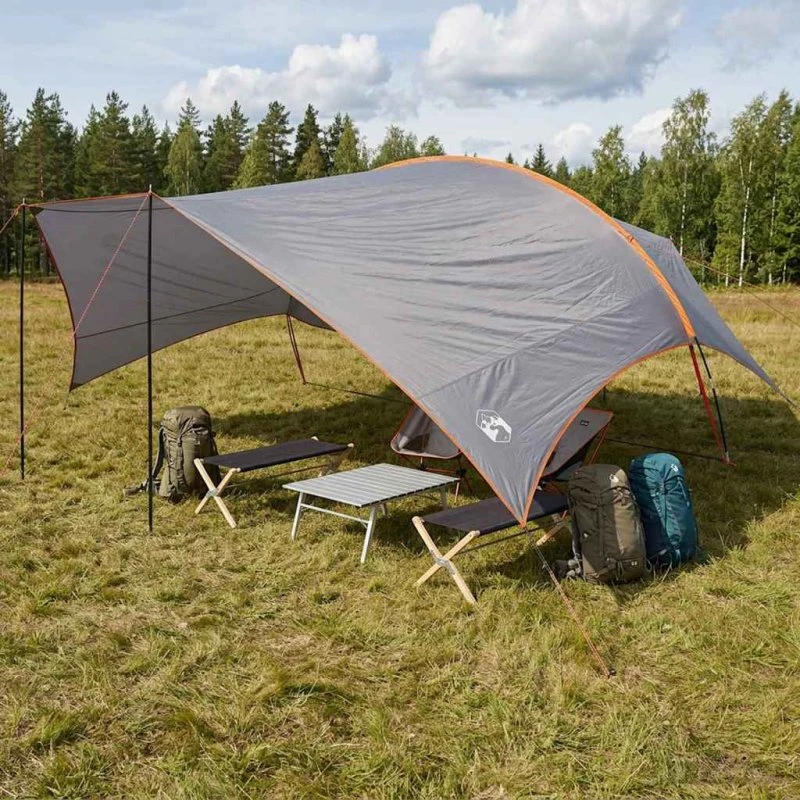 vidaXL Campingtarp vandafvisende Grå/Orange 695 x 580 x 200 cm